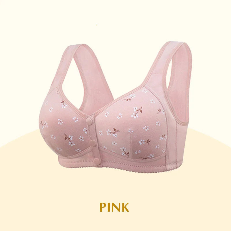 2025 Anti-Sagging Front-Open Cooling Cotton Button Bra