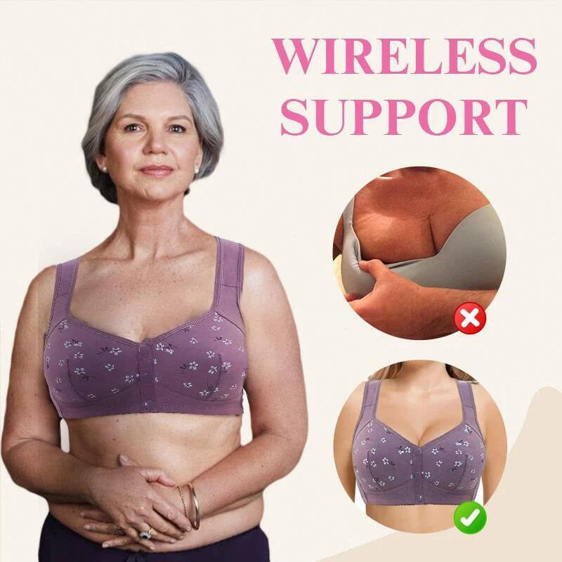 2025 Anti-Sagging Front-Open Cooling Cotton Button Bra