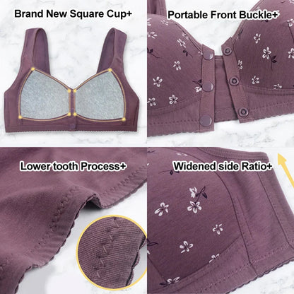 2025 Anti-Sagging Front-Open Cooling Cotton Button Bra