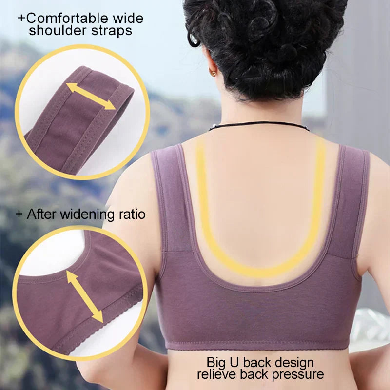 2025 Anti-Sagging Front-Open Cooling Cotton Button Bra